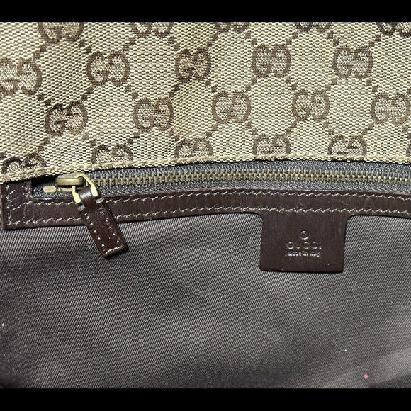 Gucci Tote GG Biege Tan Leather Brown Shoulder Bag Braided Handle - Picture 6 of 16